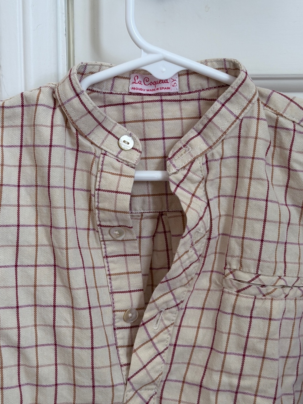 La Coqueta Cream Plaid Button-Down Shirt for Kids